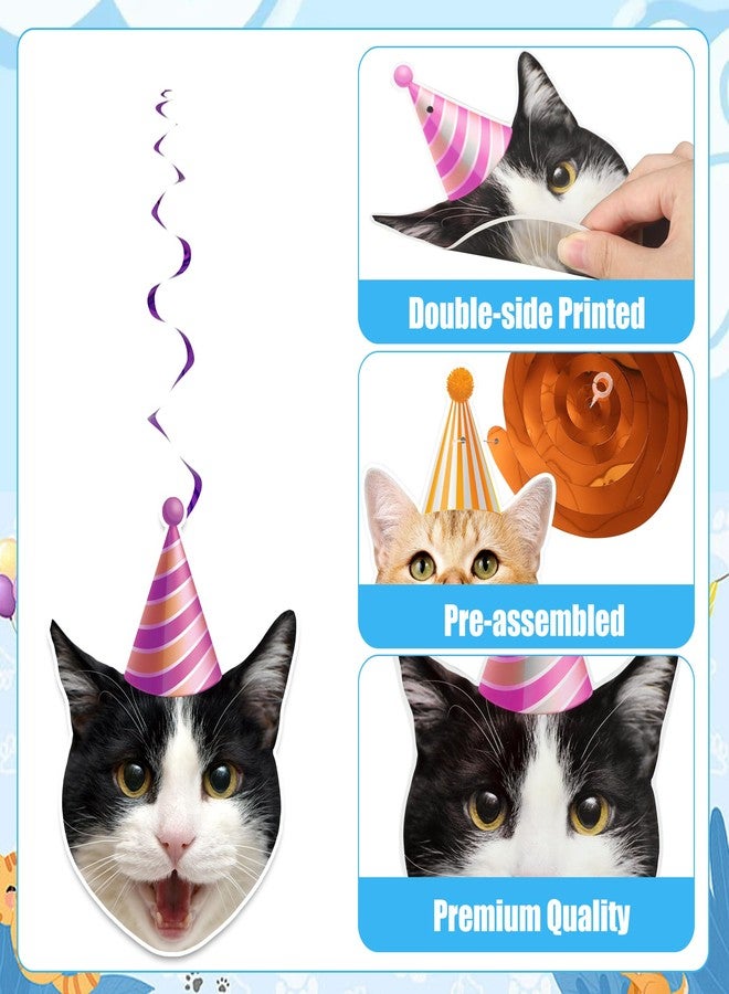 Maniaacer 30 PCS Cat Theme Hanging Swirls Decorations Pre-Strung Kitten Birthday Party Decorations Pet Cats Hanging Cutouts Ceiling Streamers for Kids Baby Shower Cats Lovers Pet Birthday Party Decor - Image 4